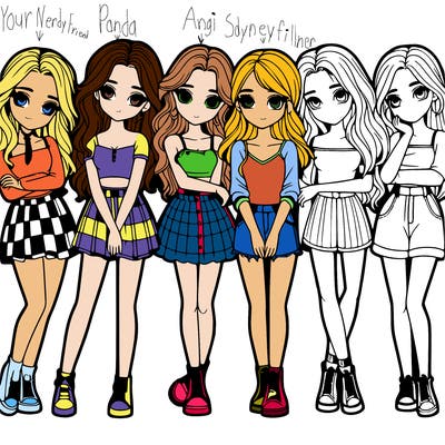 a group of girls realistic