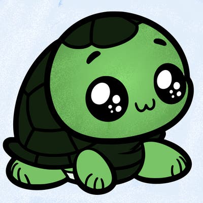 cute little animated turtle
