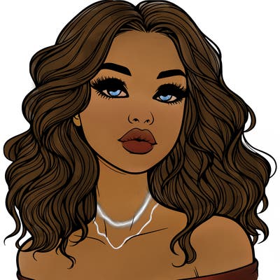 realistic girl with wavy hair and lips