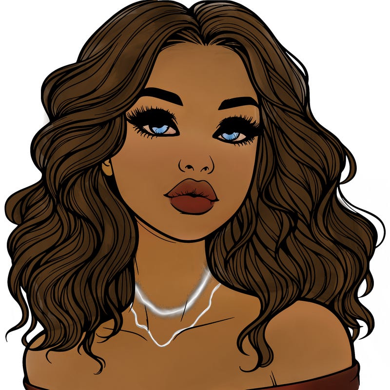 realistic girl with wavy hair and lips