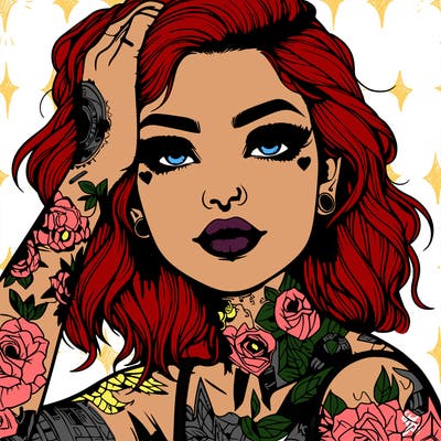 realistic girl with tattoos all over