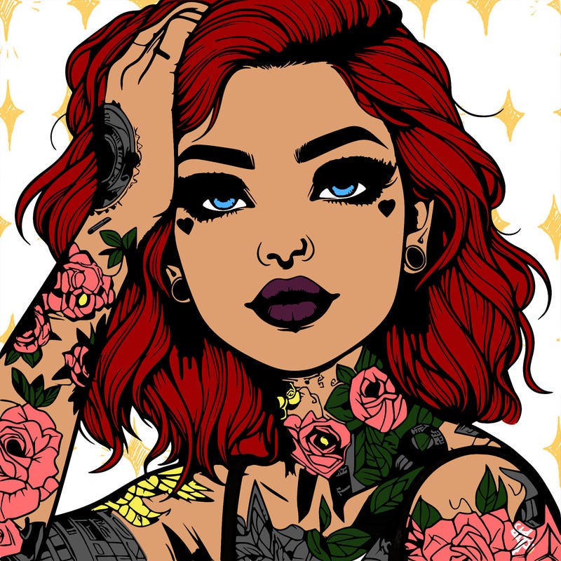 realistic girl with tattoos all over