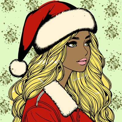 realistic girl in santa hat