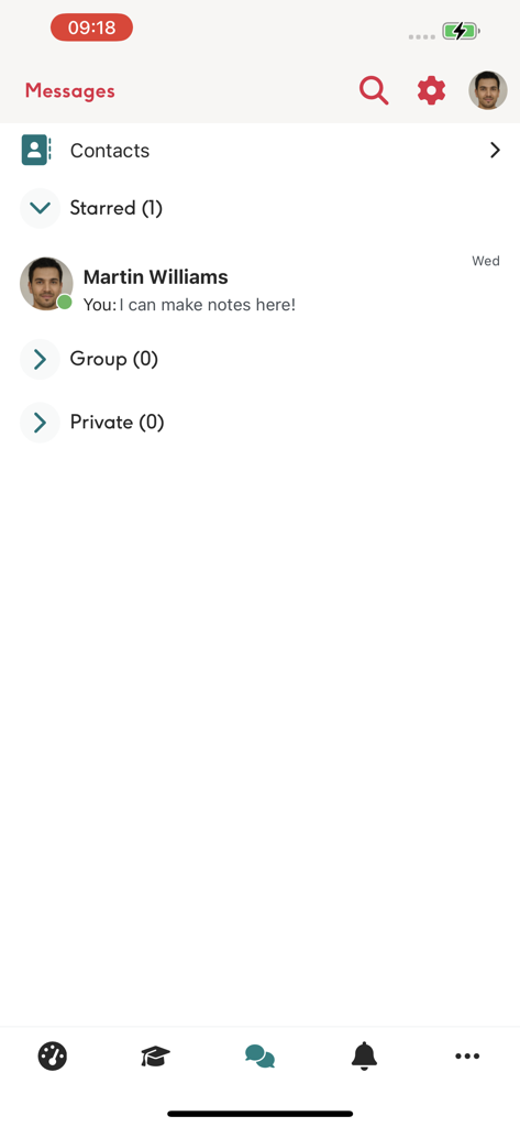 myMurdoch LMS - The student messaging interface in the myMurdoch LMS mobile application.