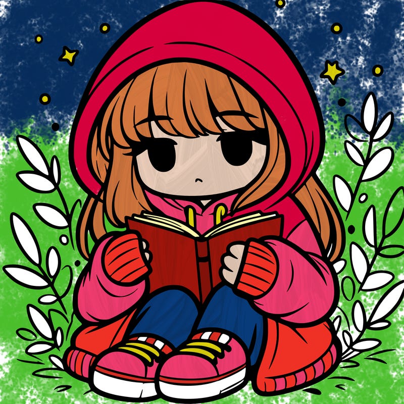girl in oversized hoodie reading a book