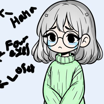sad girl with glasses in a sweater