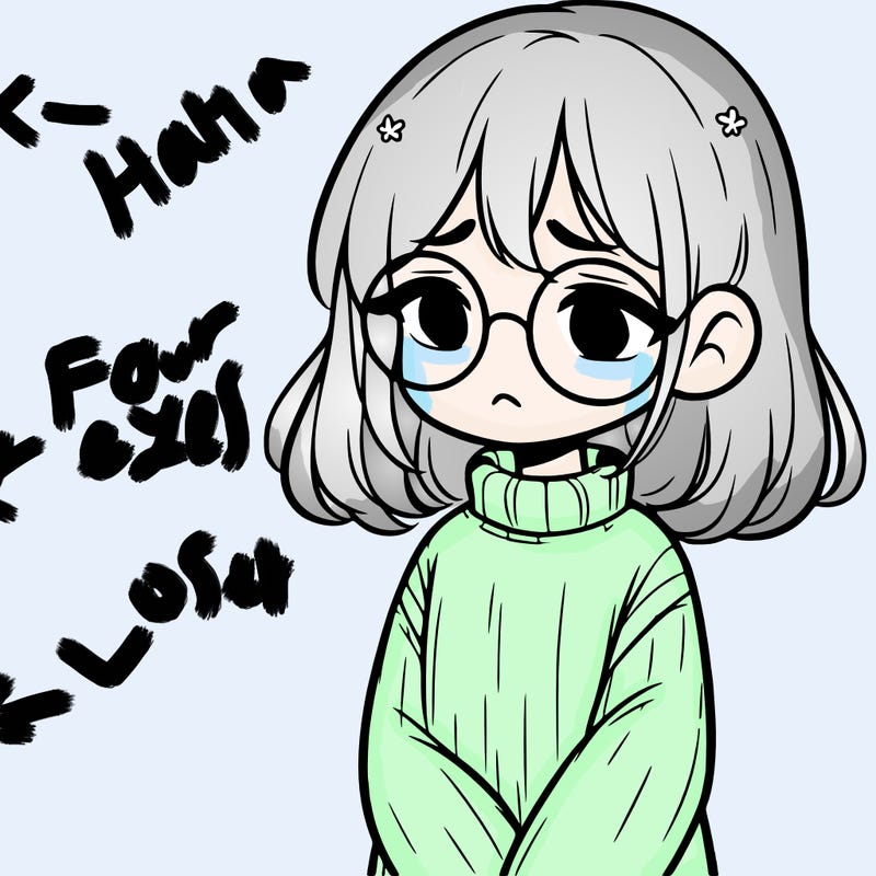 sad girl with glasses in a sweater