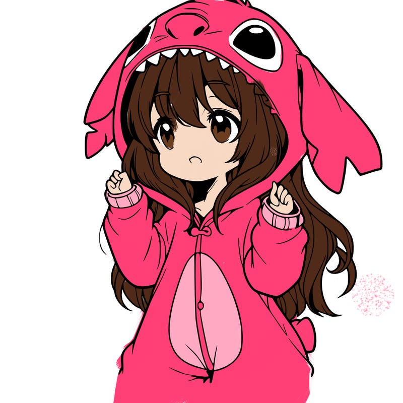 anime girl in a stitch onsie