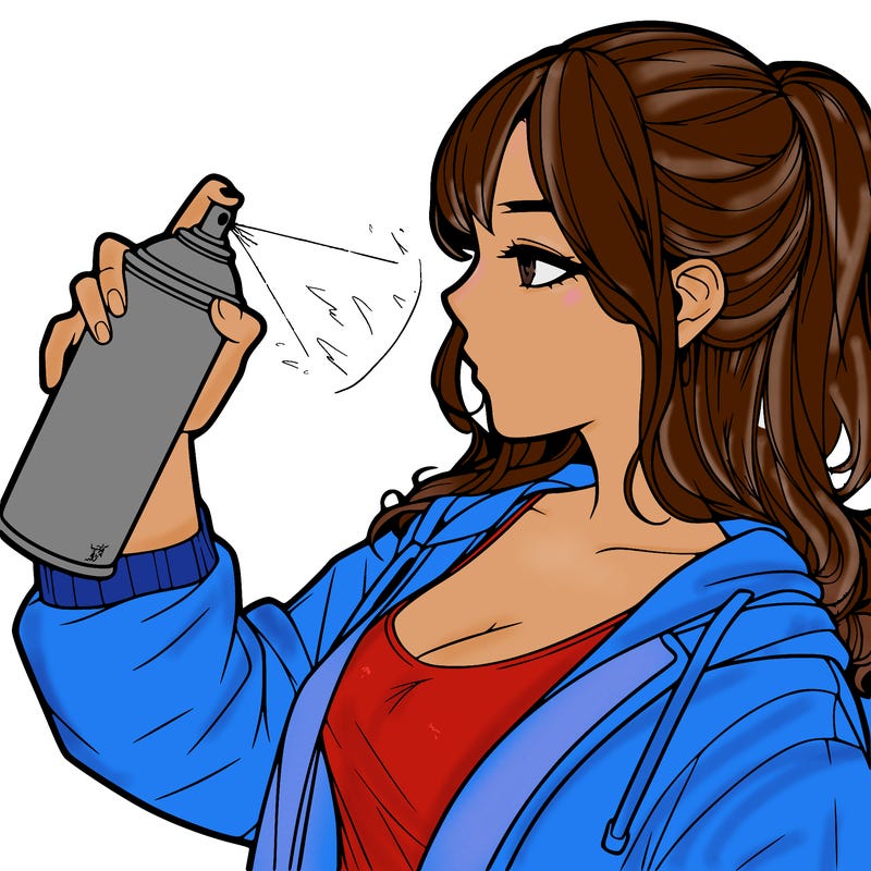 a realistic girl spray, painting