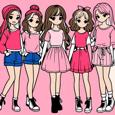 a group of five girls