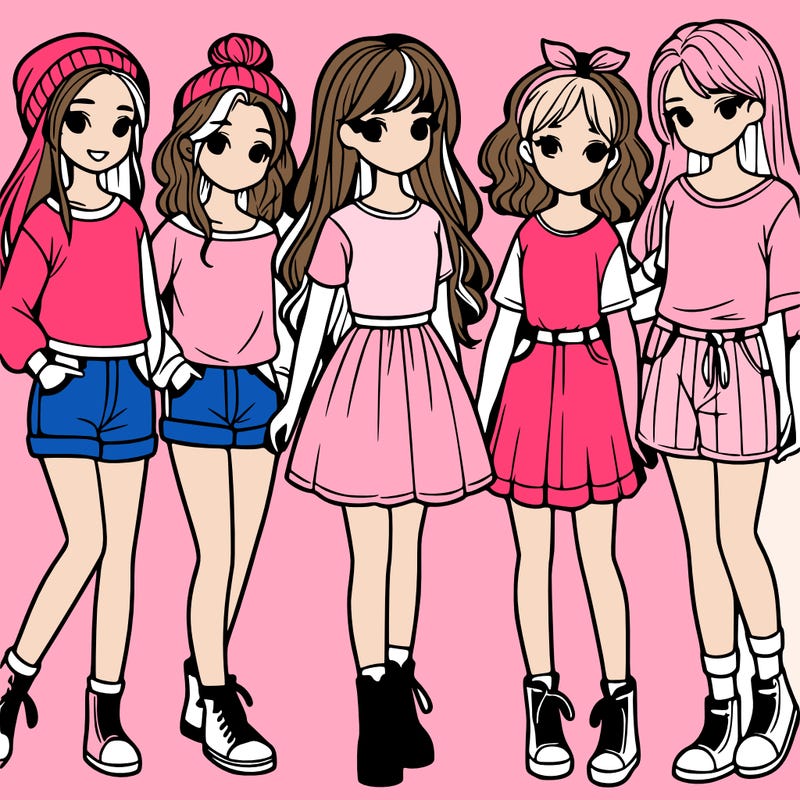 a group of five girls