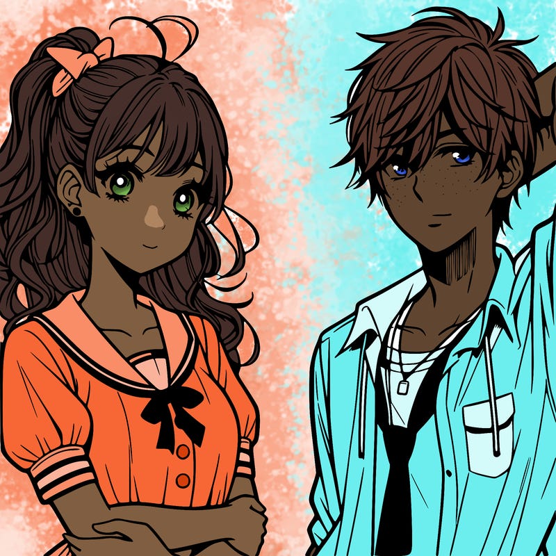 teenage manga boy and girl