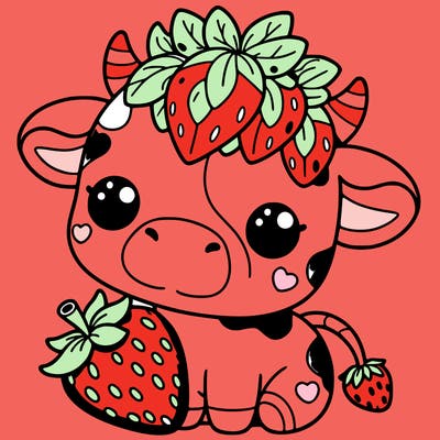 cute strawberry cow