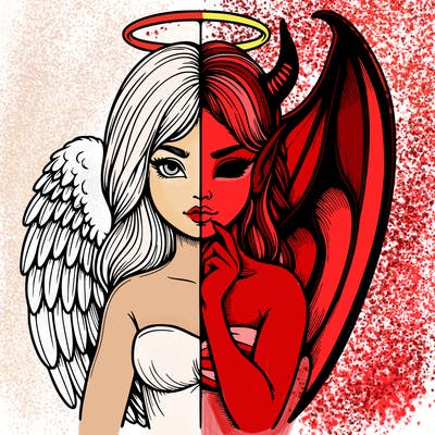 realistic angel half demon