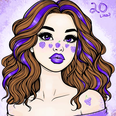 realistic girl with wavy hair and lips