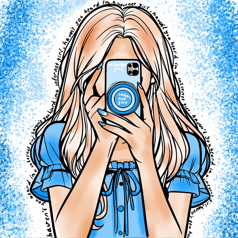 a realistic girl holding her phone taking pictures