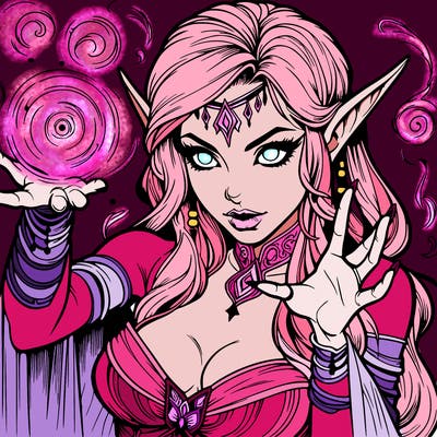 realistic scary beautiful elf sorceress casting spell