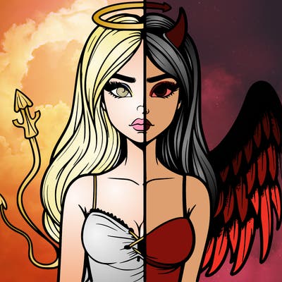 devil vs angel realistic girl