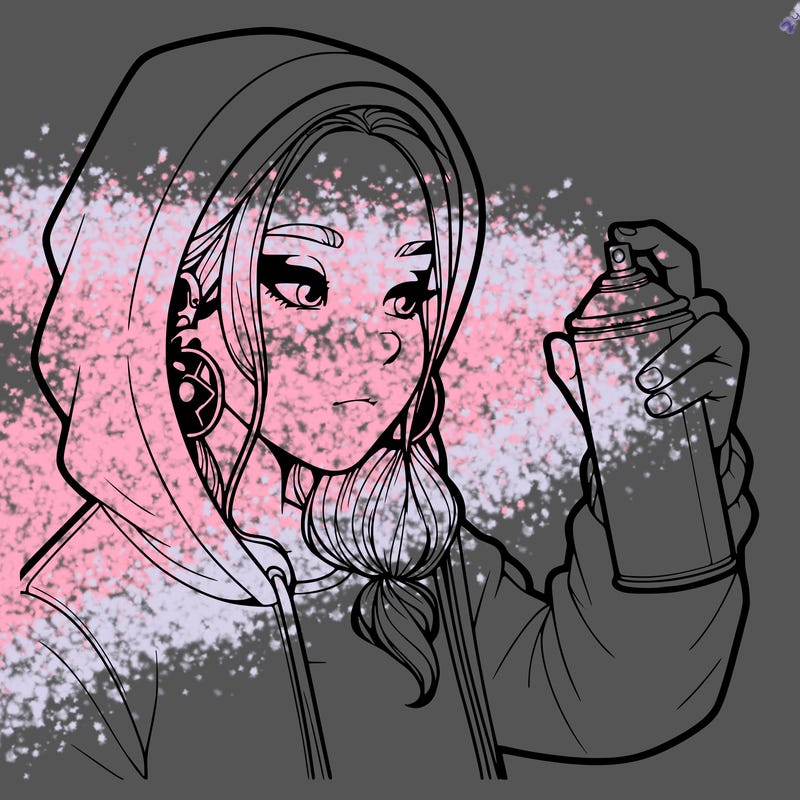 a realistic girl, spray painting