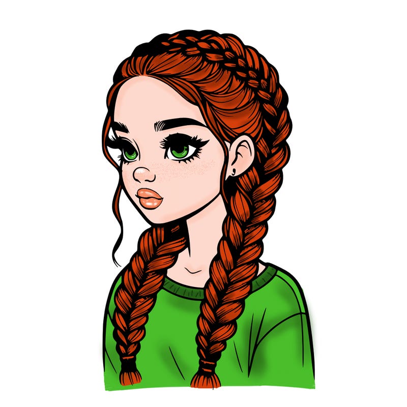 realistic girl with braids