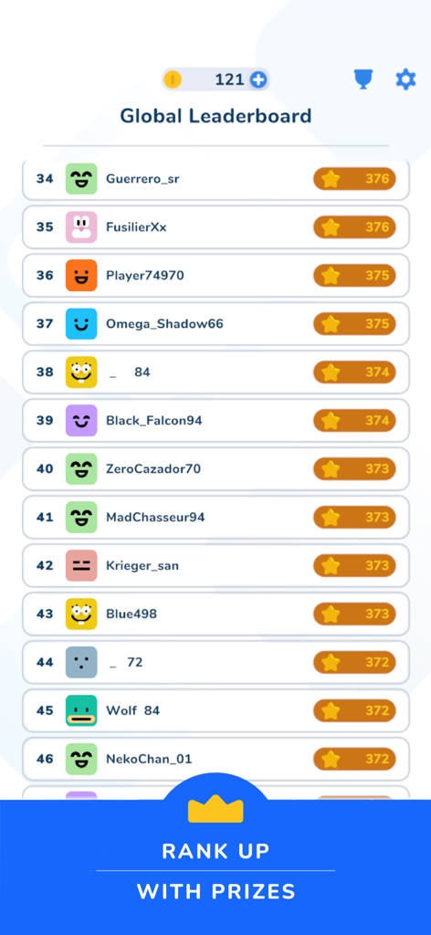 Queens Master: Sudoku Puzzle - Queens Master의 플레이어 순위와 별 점수를 보여주는 전 세계 리더보드