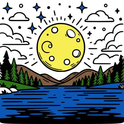 moonlight shining on a lake