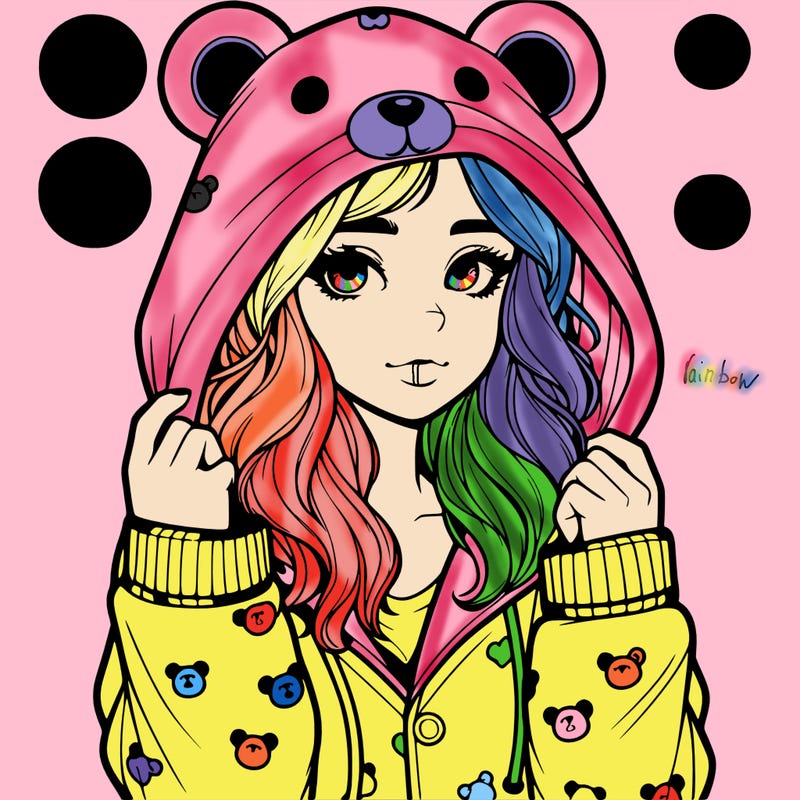 realistic girl in a animal pjs hoodie