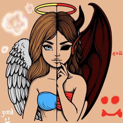 realistic angel half demon