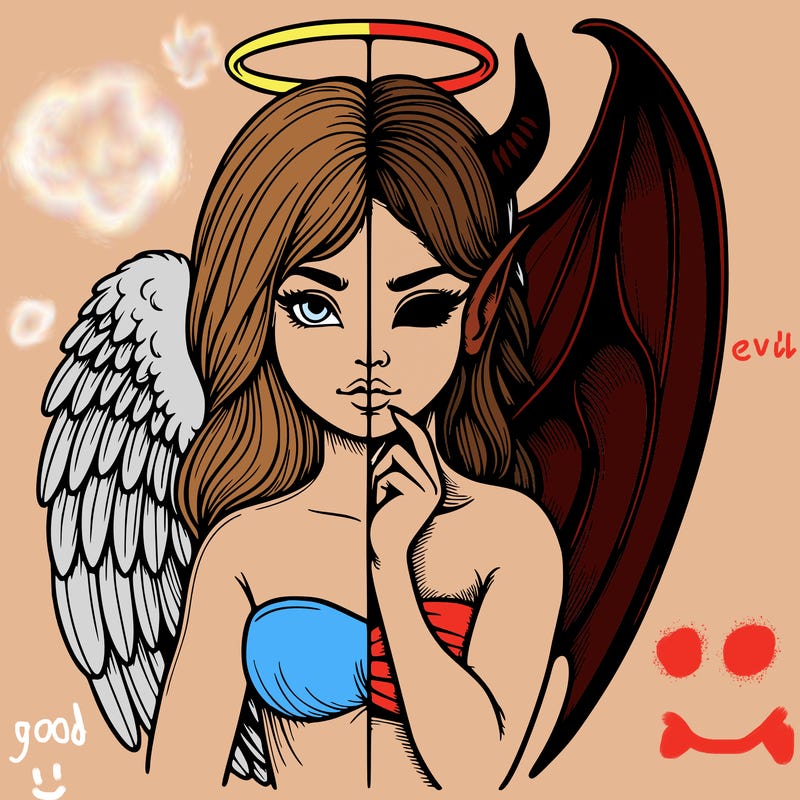 realistic angel half demon