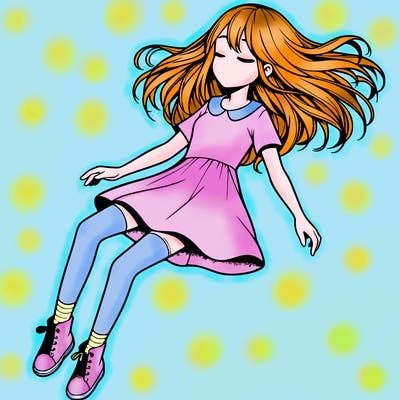 realistic girl floating