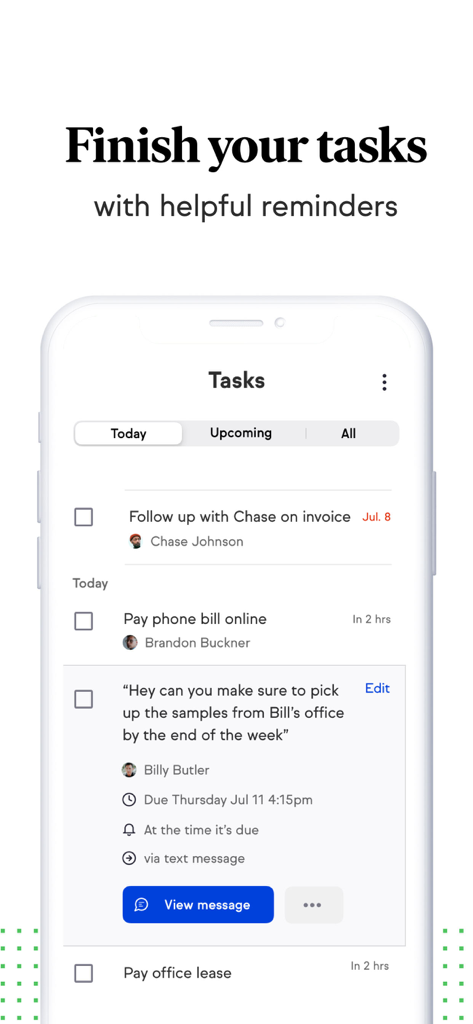 Keap Mobile - Keap Mobile app screen showing business tasks and reminders for small business owners