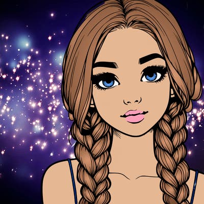 realistic girl with braids