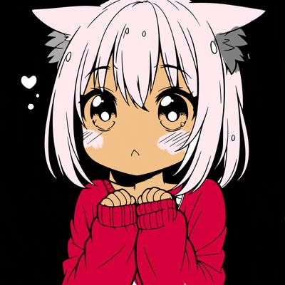 shy anime catgirl