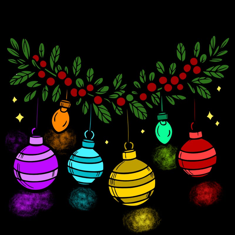 christmas garland with big bulbs