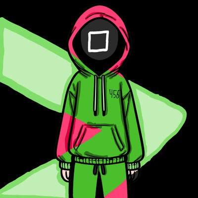 faceless girl in a tracksuit with a hood on and no hair