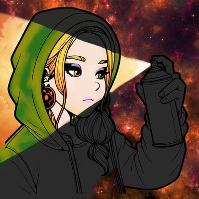 a realistic girl, spray painting