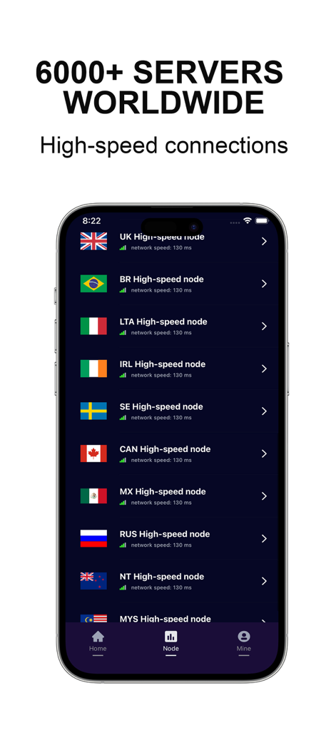 List of worldwide high speed VPN server nodes in the Quick meow app