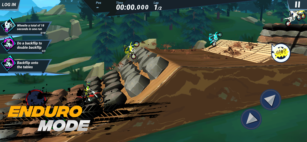 Mad Skills Motocross 3 - Mad Skills Motocross 3 Gameplay-Screenshot mit Fahrern, die auf einer Dirt-Strecke im Enduro-Modus antreten