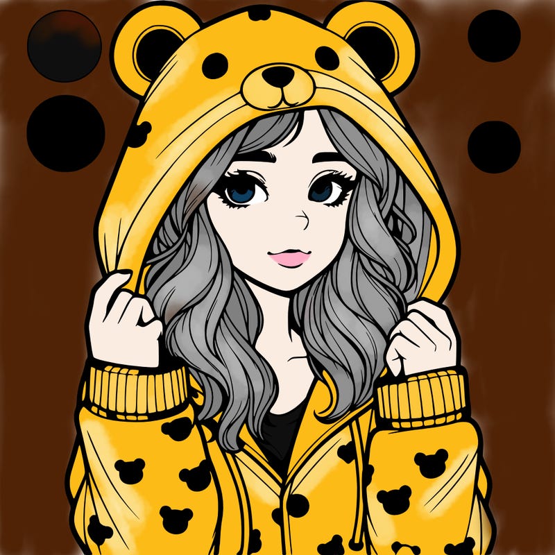 realistic girl in a animal pjs hoodie