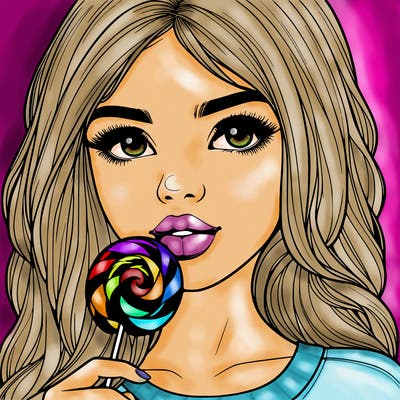 realistic girl with a lollypop