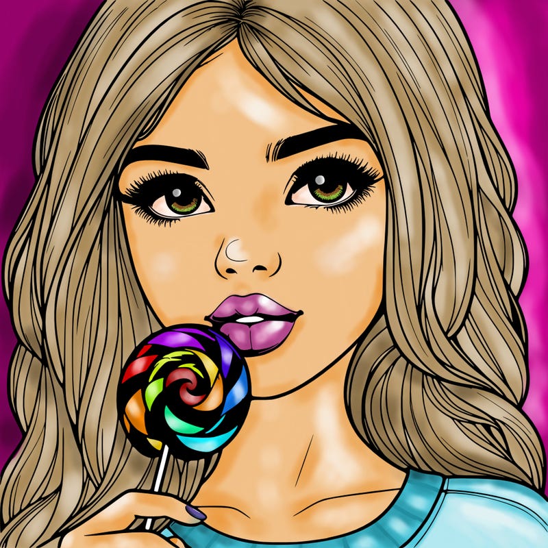 realistic girl with a lollypop
