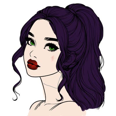 realistic girl with a ponytail on her hair and lips