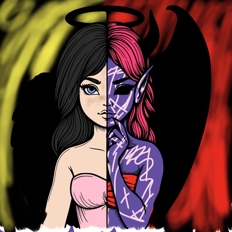 realistic angel half demon