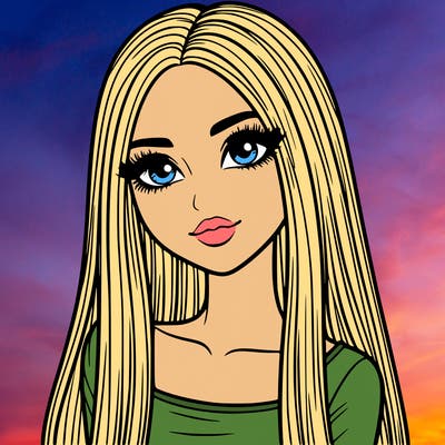 realistic girl with straight and long hair