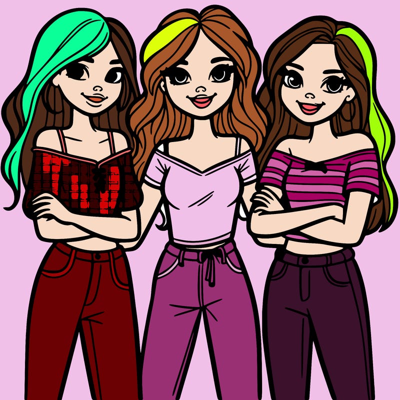 3 teen girl besties