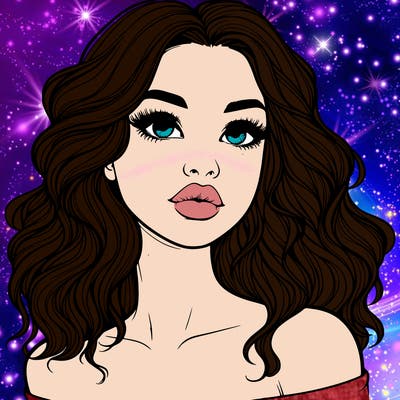 realistic girl with wavy hair and lips