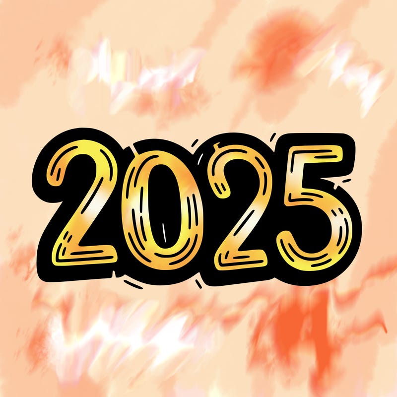 one line scrawled numbers sketch design “2025”