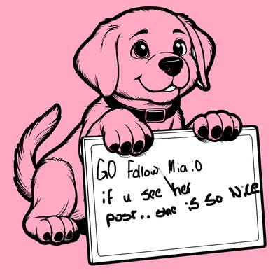 realistic dog putting its paws on a blank sign from behind