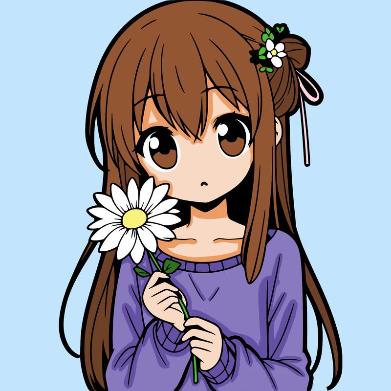 anime girl holding a flower