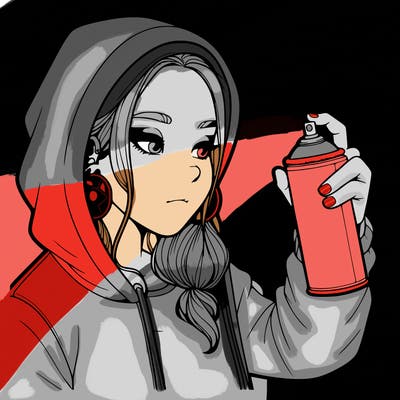 a realistic girl, spray painting